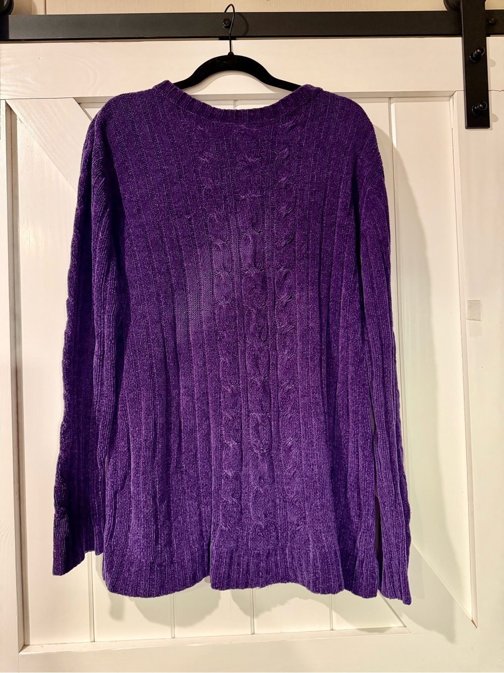 Vintage classic elements purple chenille cable knit sweater women’s large